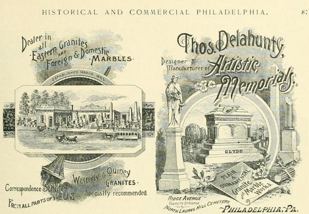 Thos Delahunty memorials Rg opp Laurel Hill 1892 HCP