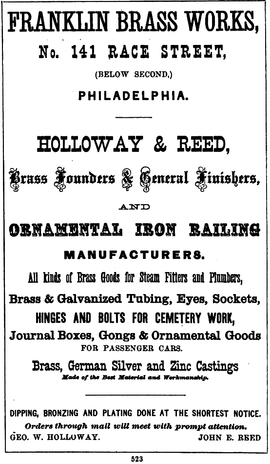 Holloway+Reed, Franklin Brass works 141 Rce Freedley 1867 523