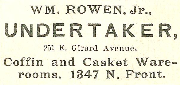 Wm Rowen Jr, undertaker 251 GirE Boyds BusDir 1890 1345