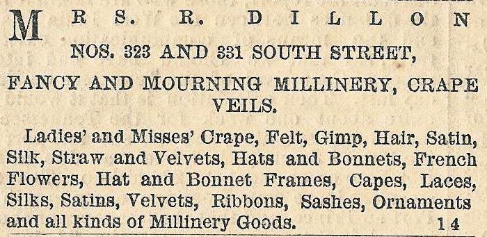 Mrs A Dillon fancy+mourning millinery 323 331 Sth Eve Tel 10 2 71 p2 - Copy