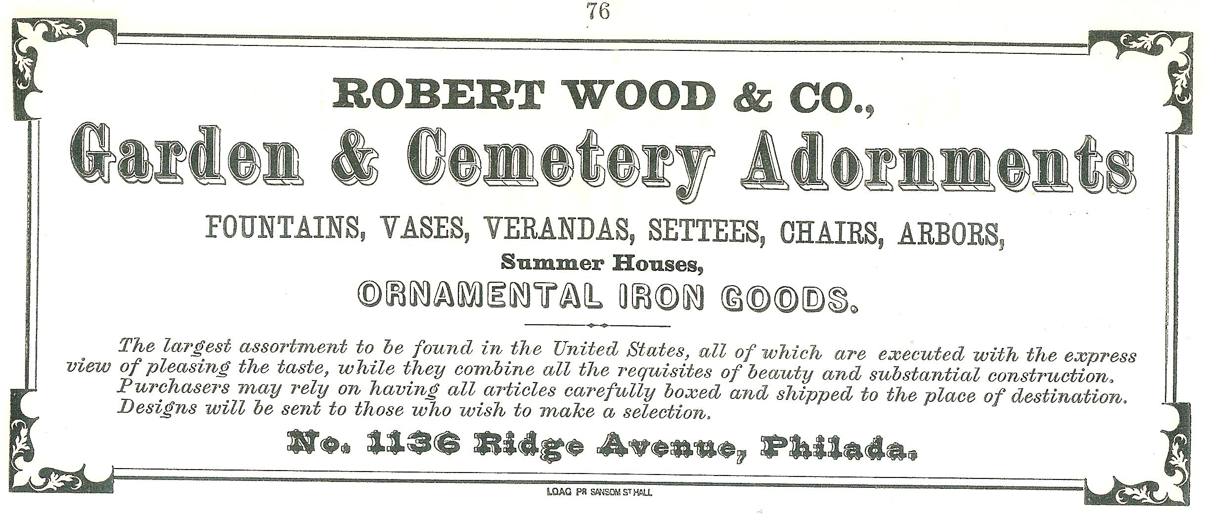 Rbt Wood+Co, garden+cemetery adornments 1136 Rg NEW MUSIC ALBUM ca 1869 p76