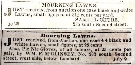 Sml Chubb,235 2s and Wm F. McGlinsey, 232 2s, mourning lawns