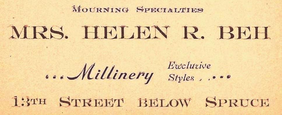 Mrs Helen R Beh mourning millinery 13+Spr bel 1903 Boyds E L 26