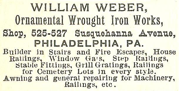 Wm Weber, ornamental wrought iron 525 27 Ssq Boyds BusDir 1890 1068
