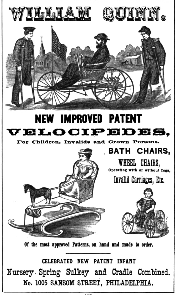 Wm Quinn, velocipedes etc 1005 Sns Freedley 1867 527