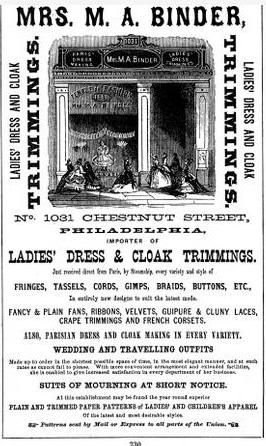 DUPE Mrs MA Binder Temple of Fashion MOURNING 1031 Chs 1867 Freedley PHILA MANUF UnivMich