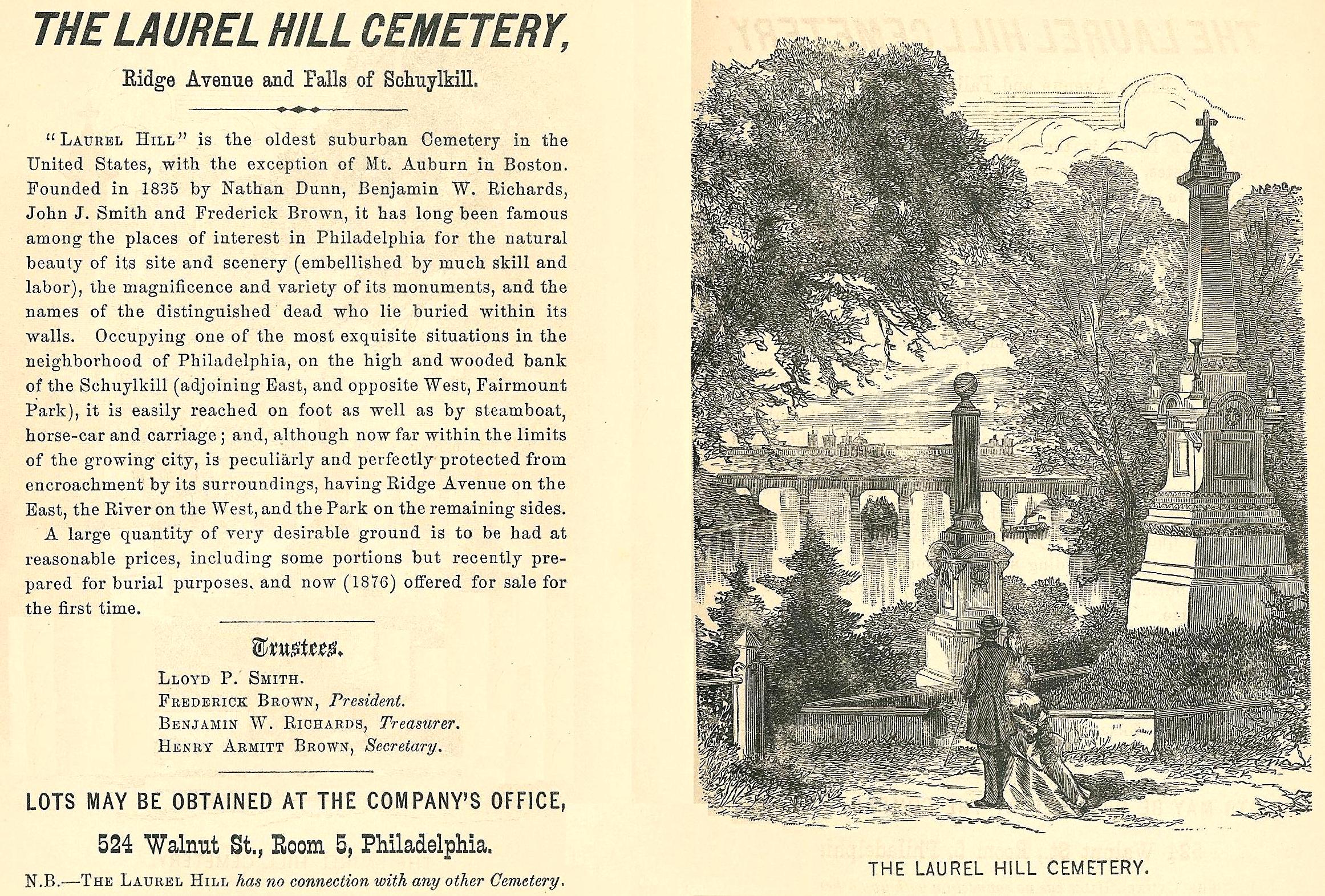 Laurel Hill Cemetery, Ridge Ave xxxxx Westcott, PHIL GUIDE 1876, p16 17 end