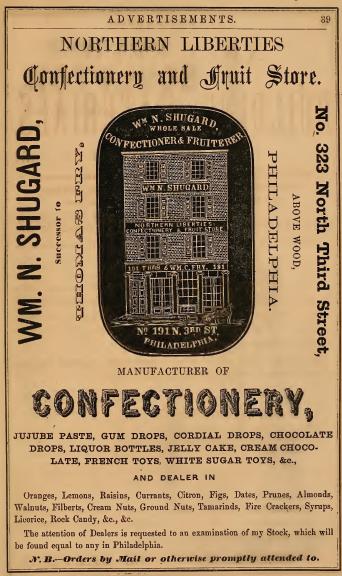 Wm N Shugard Nthern Lib Confectionery+Fruit St 323 3n 1860