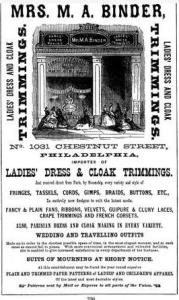 Mrs MA Binder Temple of Fashion MOURNING 1031 Chs 1867 Freedley PHILA MANUF Univ Mich