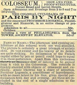 Colosseum with Cyclorama Paris by Night 14s+Loc Eve Bull 12 Feb 1877