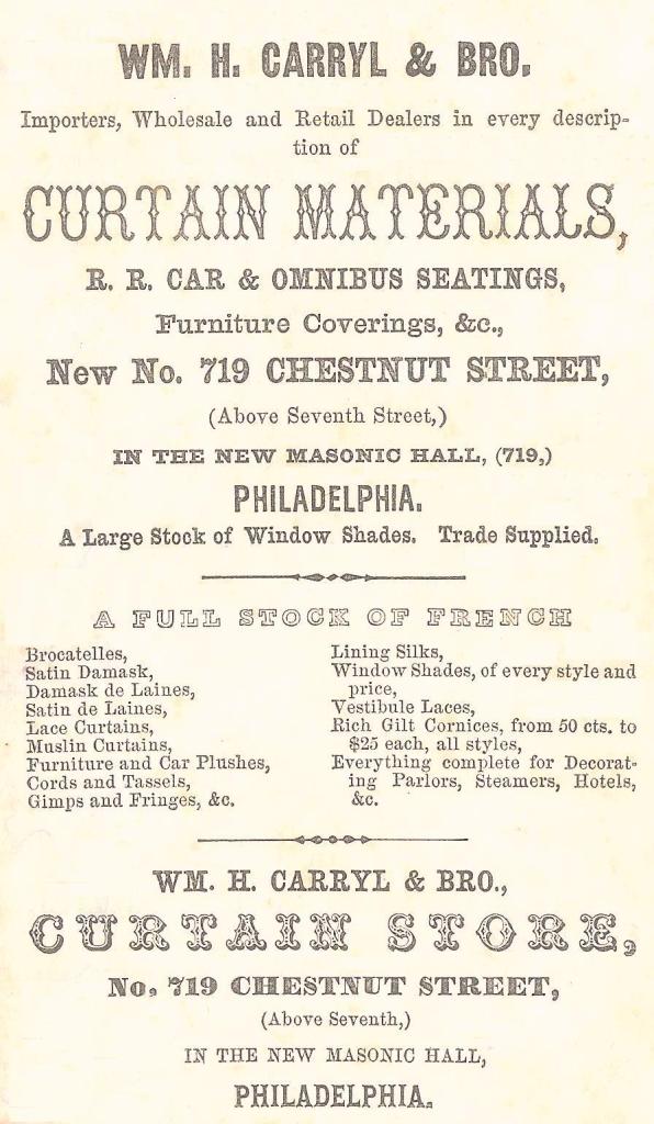 Wm H Carryl+Bro,curtain materials,719 Chs