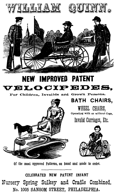 Wm Quinn, velocipedes 1005 Sns Freedley 1867 527
