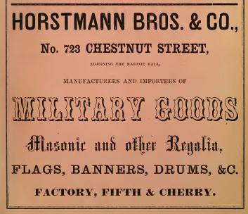 Horstmann Bros+Co military Masonic gds SABERS SWORDS UNIFORMS FLAGS BUTTONS INSIGNIA 723 Chs 1861