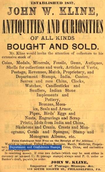 Jhn W Kline, antiquities+curiosities,112 8s